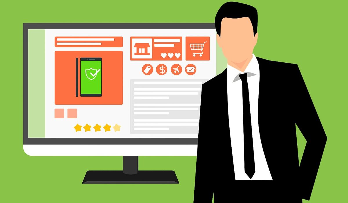 Sales Source person in front of a computer screen